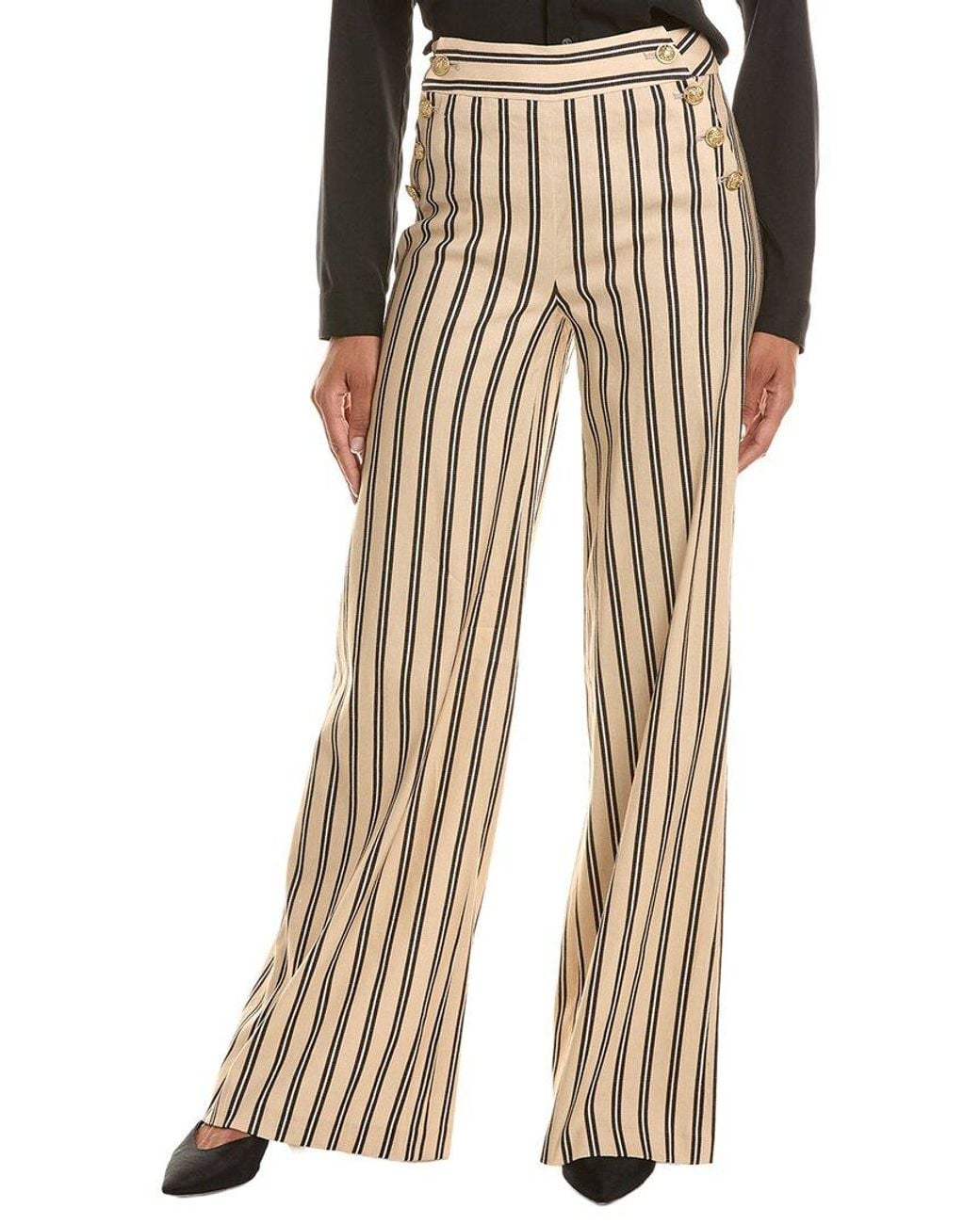 Alice + Olivia Natural Narin High-Rise Ultra Wide Linen-Blend Pant