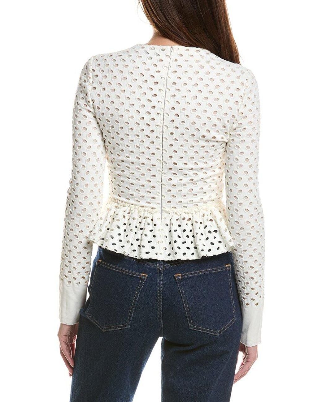 Tom Ford White Silk-Lined Eyelet Top