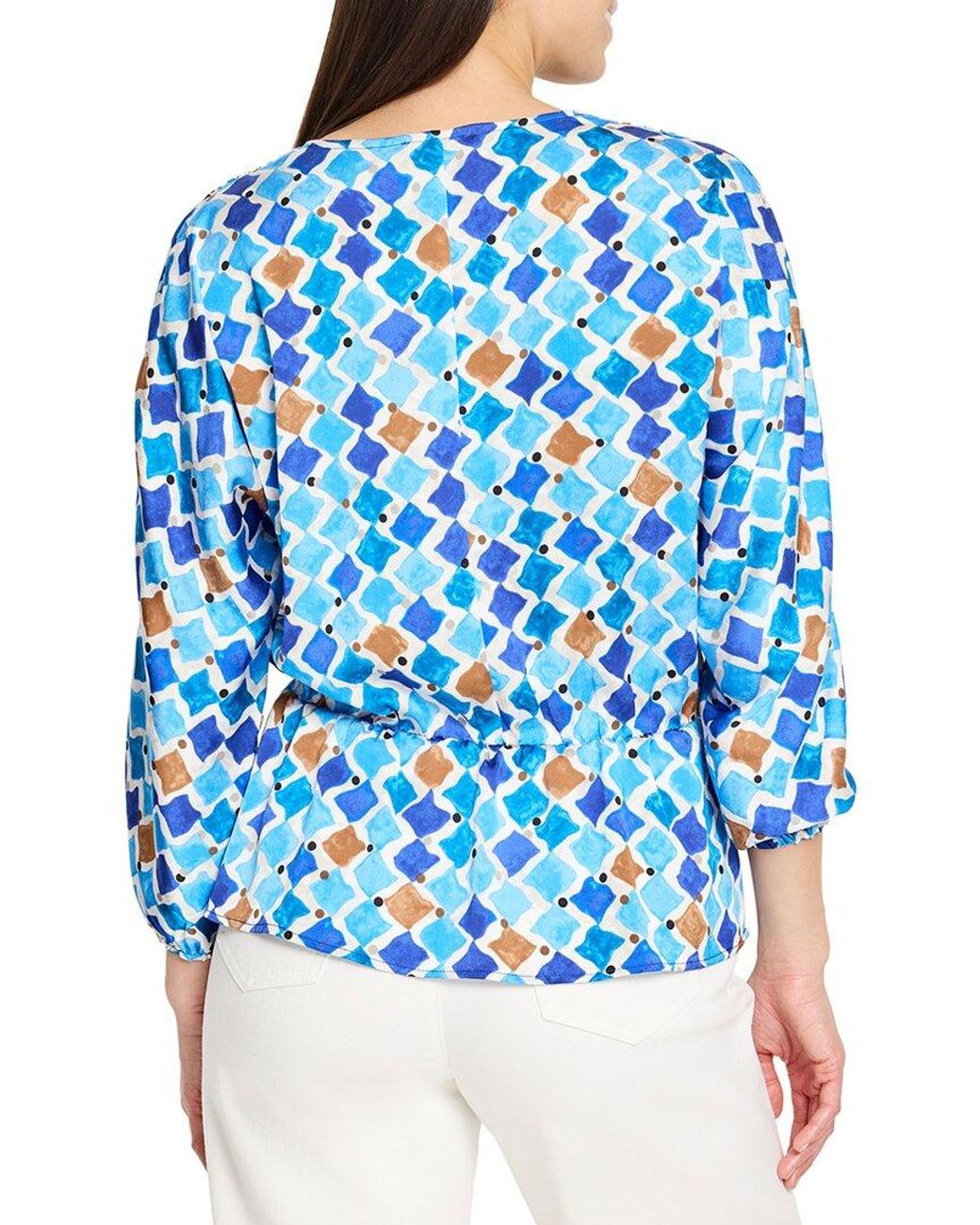 NIC+ZOE Blue Mosaic Sofia Top