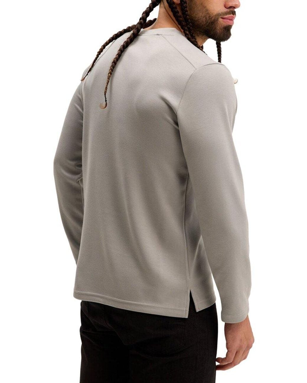 Ron Tomson Gray True Classic Long Sleeve Sweater for men