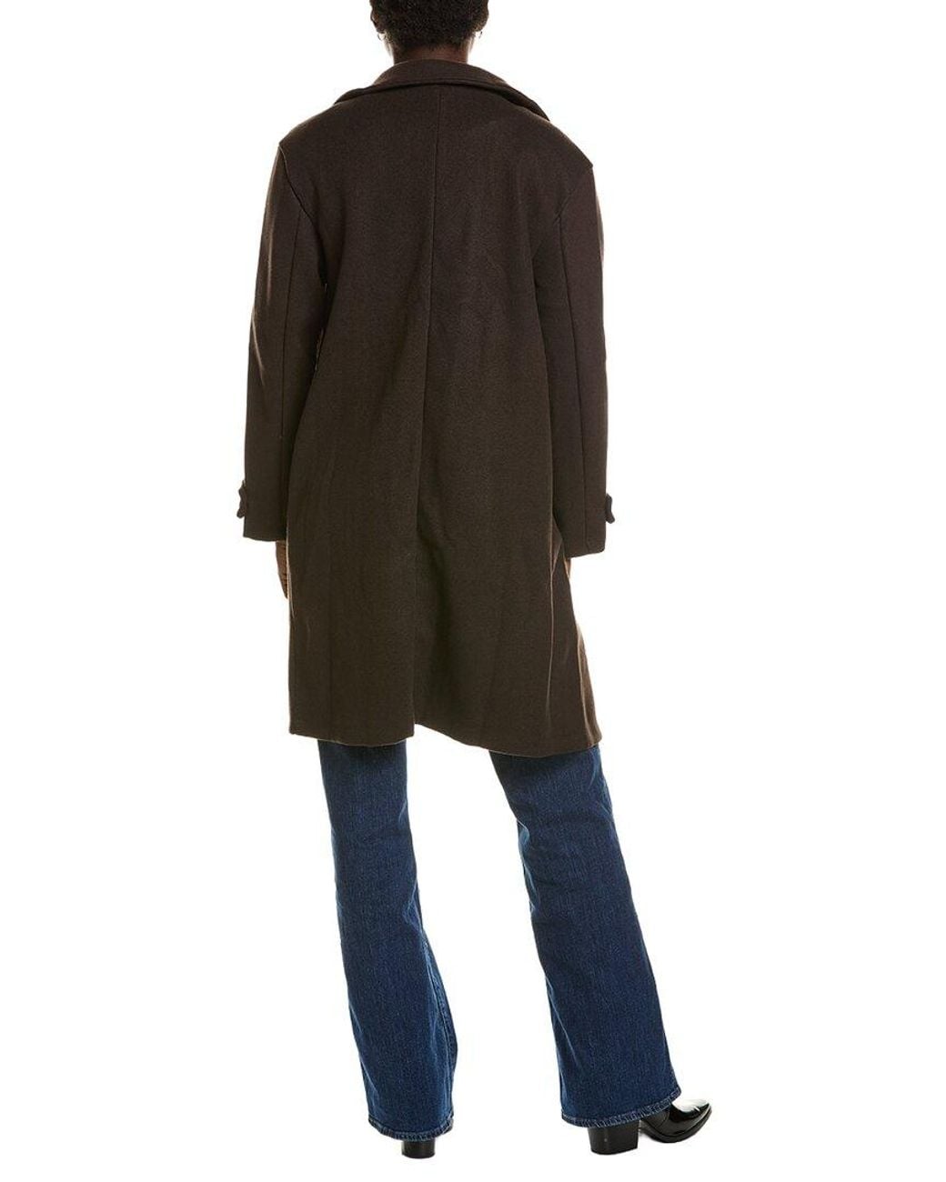 Marion Black Asymmetrical Button Funnel Neck Coat