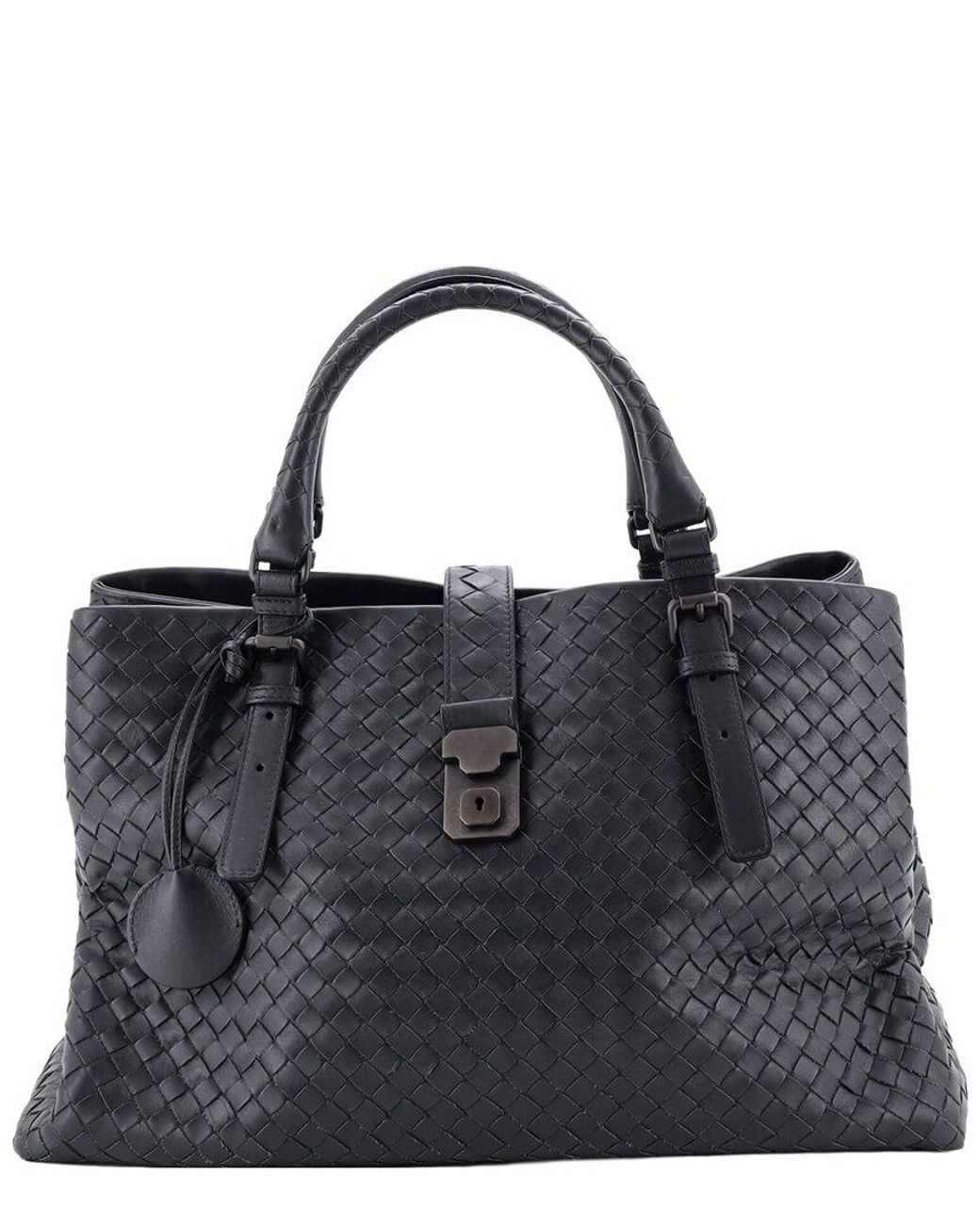 Bottega Veneta Black Intrecciato Nappa Roma Bag Medium (Authentic Pre-Loved)
