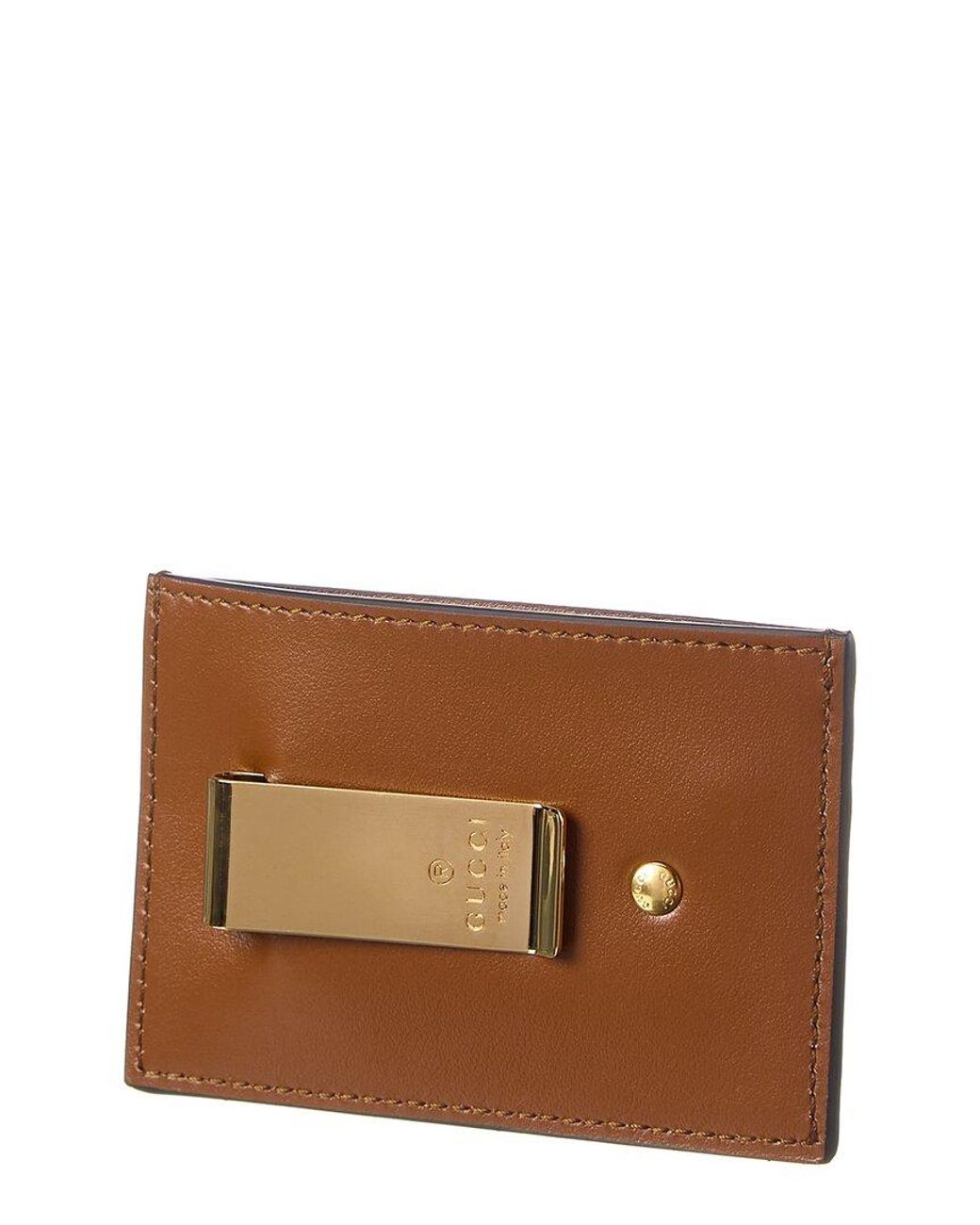 Gucci Money Clip Leather Card Holder in Brown for Men | Lyst