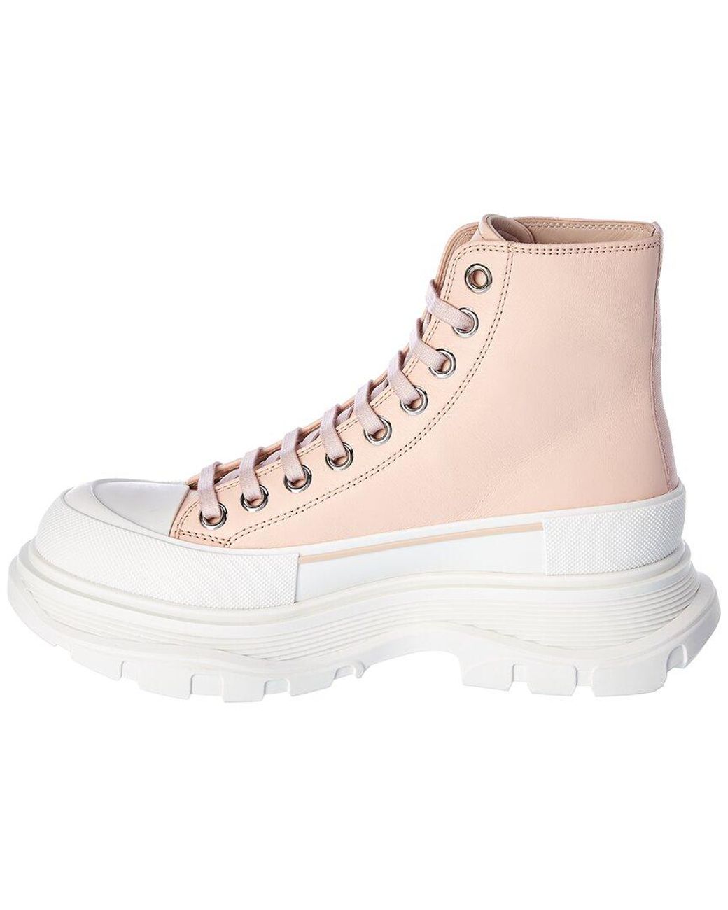 McQueen Pink Tread Slick Canvas Boot
