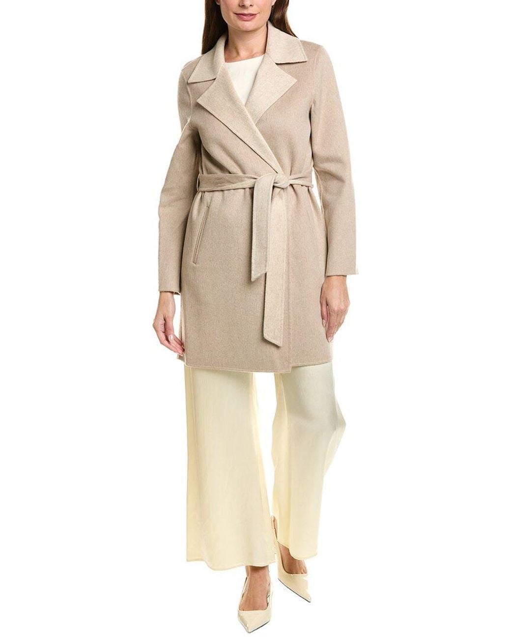 Sofiacashmere Natural Sofiacashmere Doubleface Notch Lapel Wool & Cashmere-Blend Coat