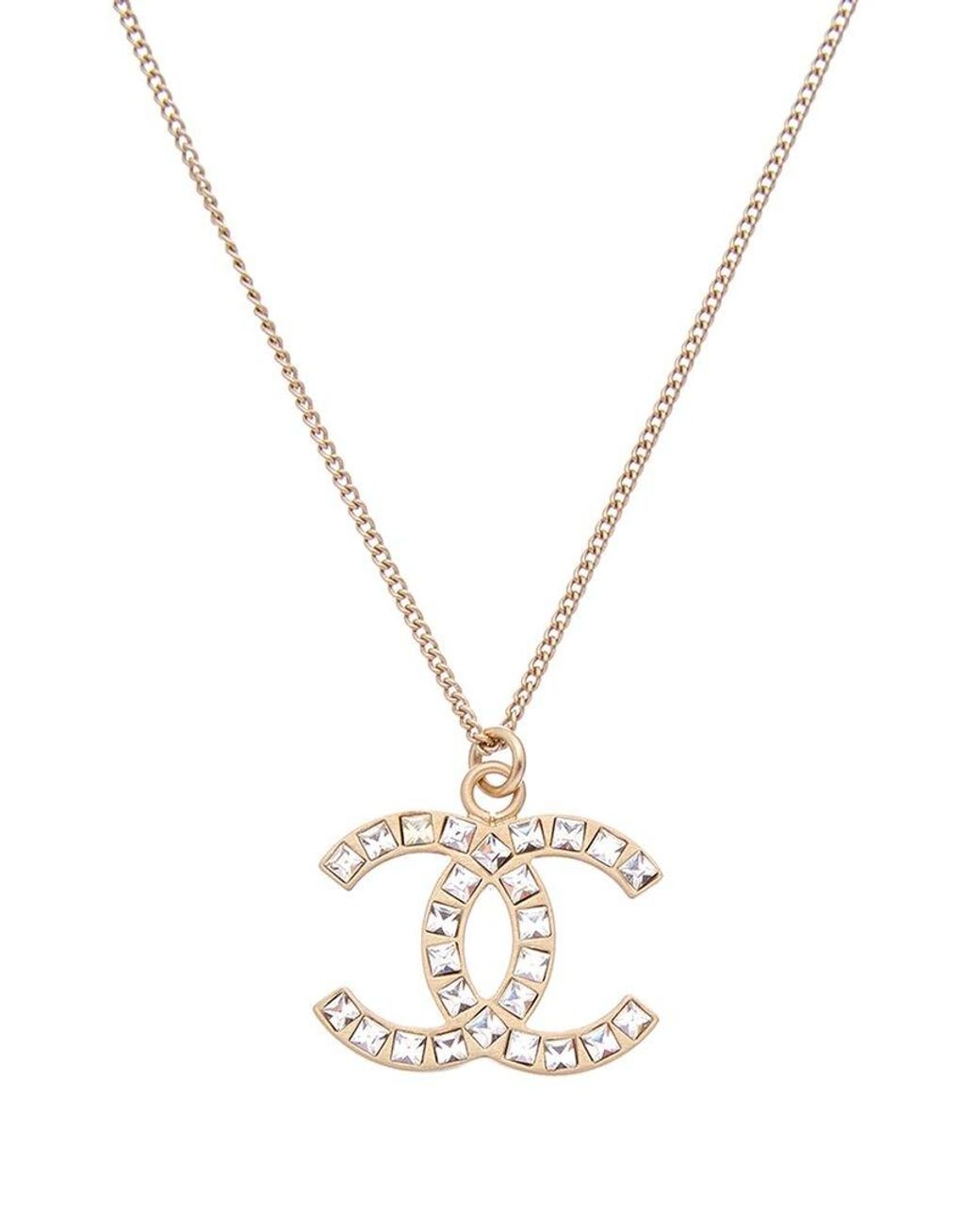 Chanel Small GoldTone CC Logo Necklace  Rent Chanel jewelry for 55month