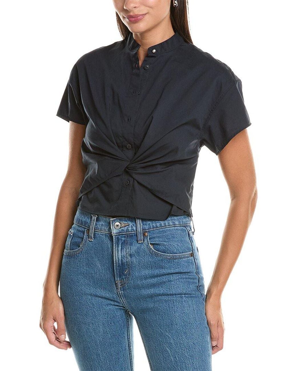 Rag & Bone Blue Regina Poplin Top