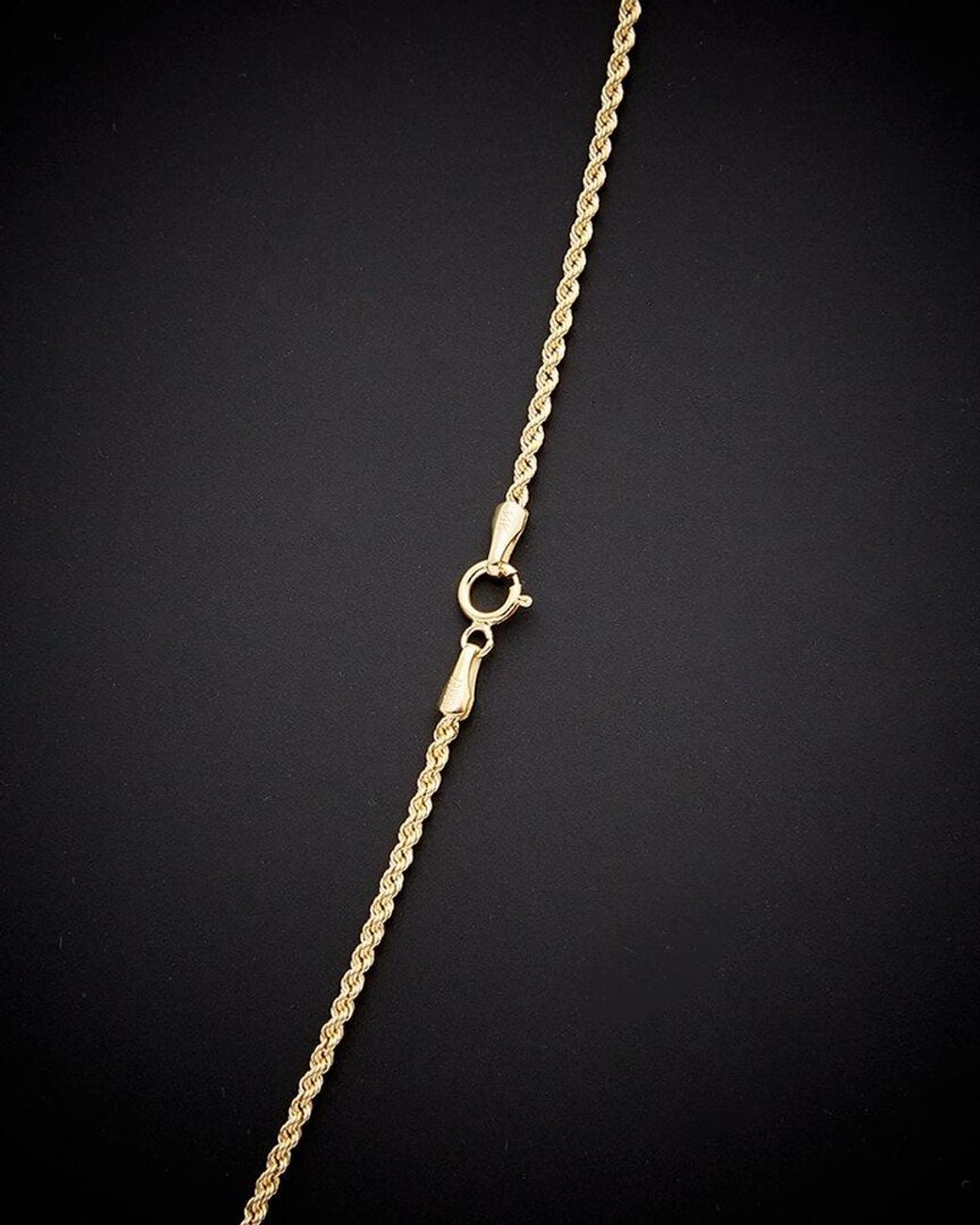 Italian Gold Black 14k Hollow Rope Chain Necklace