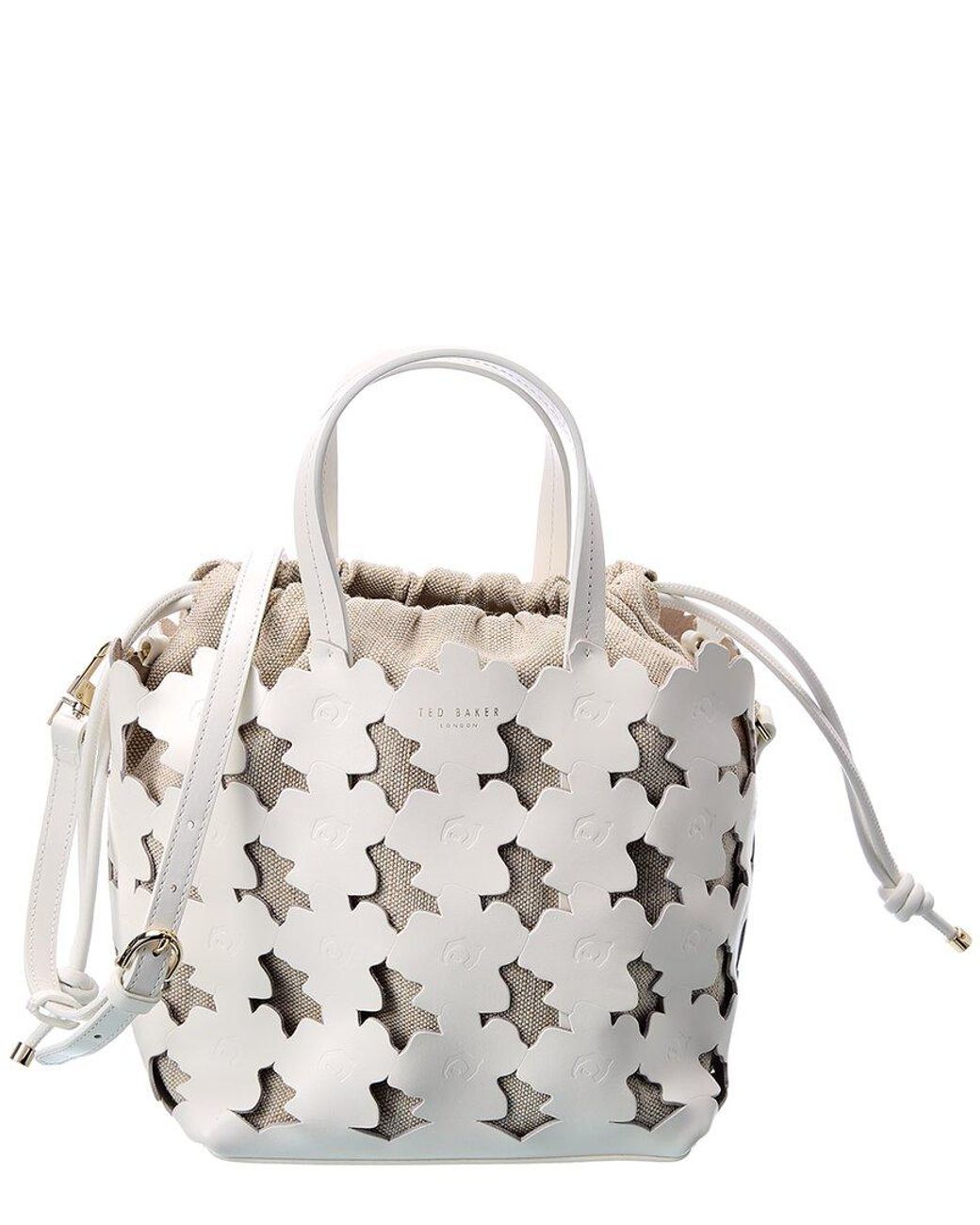 Ted Baker Florean Flower Laser Cut Detail Canvas & Leather Tote in Metallic