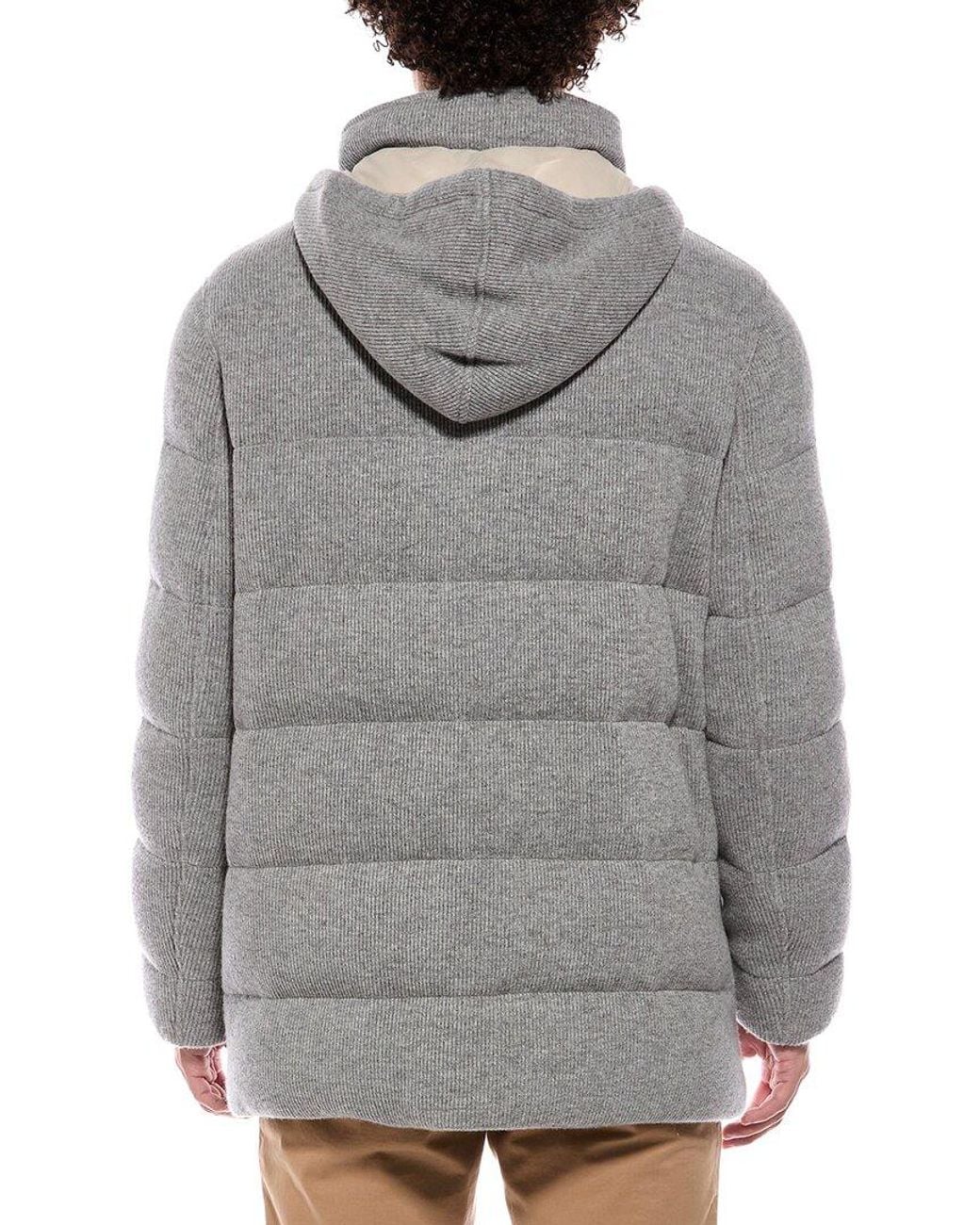 Brunello Cucinelli Gray Knit 100% Cashmere Coat for men