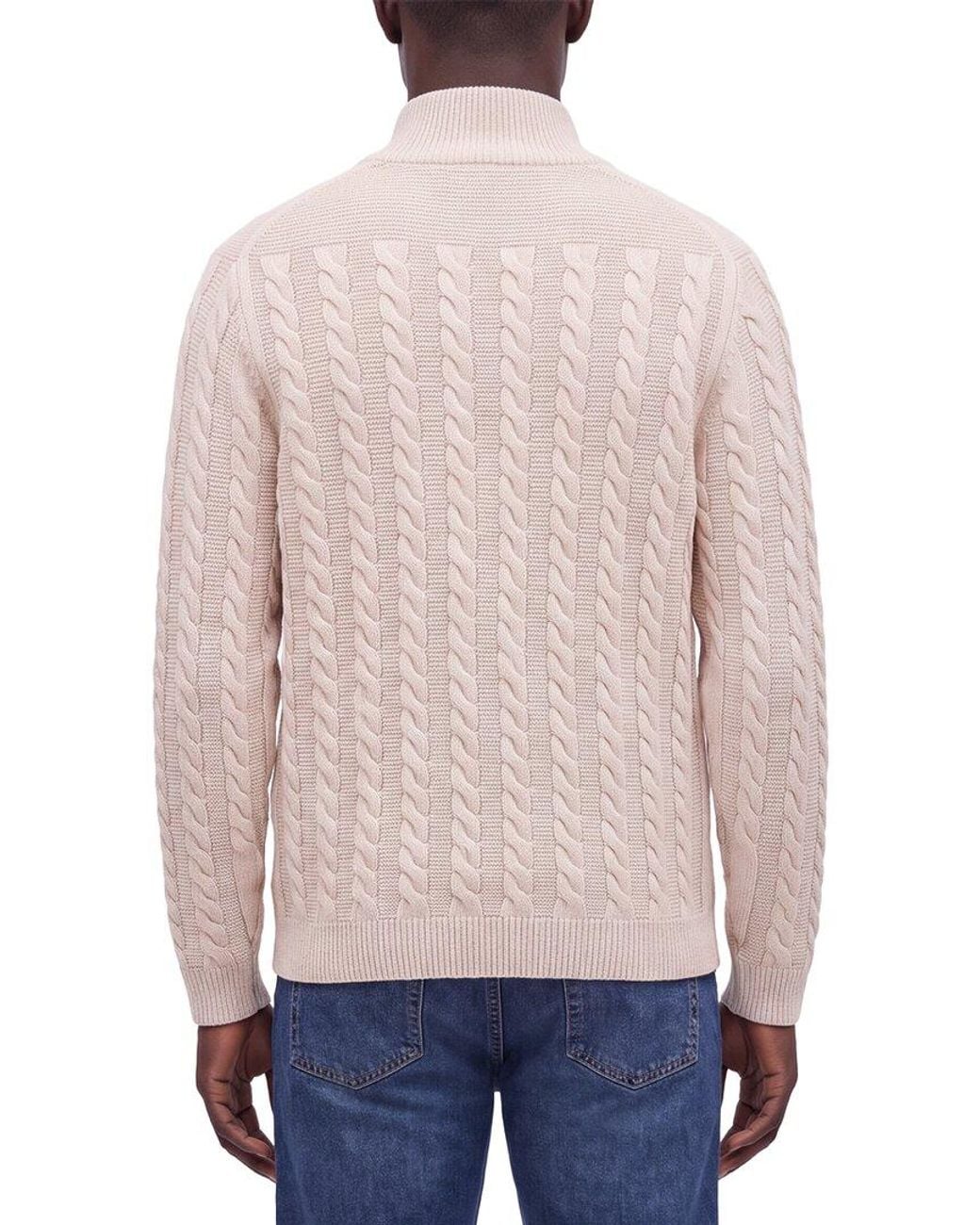 N.Peal Cashmere Natural Richmond Cable Cashmere Cardigan for men