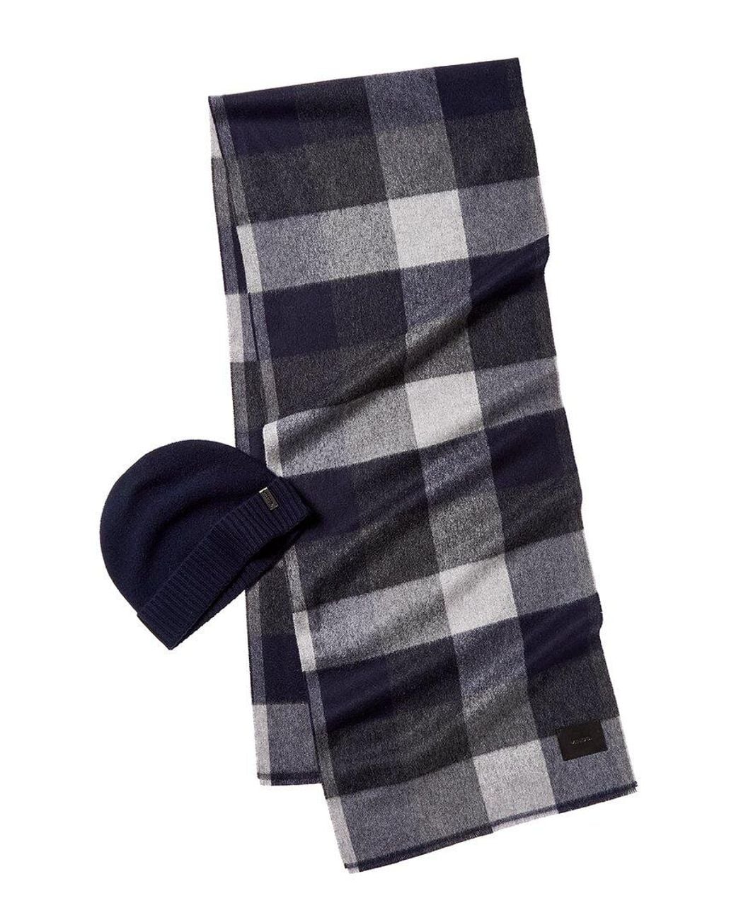 Vince Blue 2Pc Double Face Wool & Cashmere-Blend Hat & Scarf Set for men