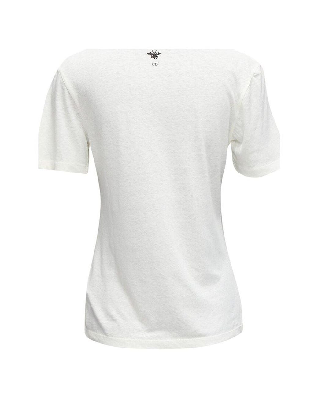 Dior White Linen T-Shirt, Size Int (Authentic Pre-Loved)