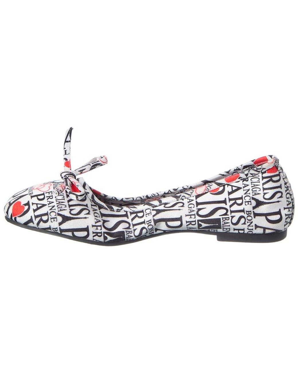 Balenciaga Blue Logo Satin Ballet Flat
