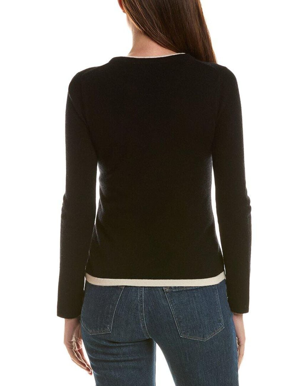 InCashmere Black Twofer 100% Cashmere Henley Sweater