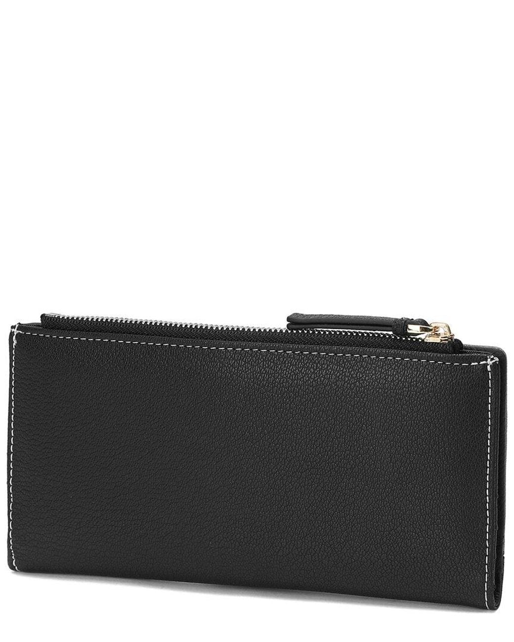 Tiffany & Fred Paris Red Color-Patch Long Leather Wallet