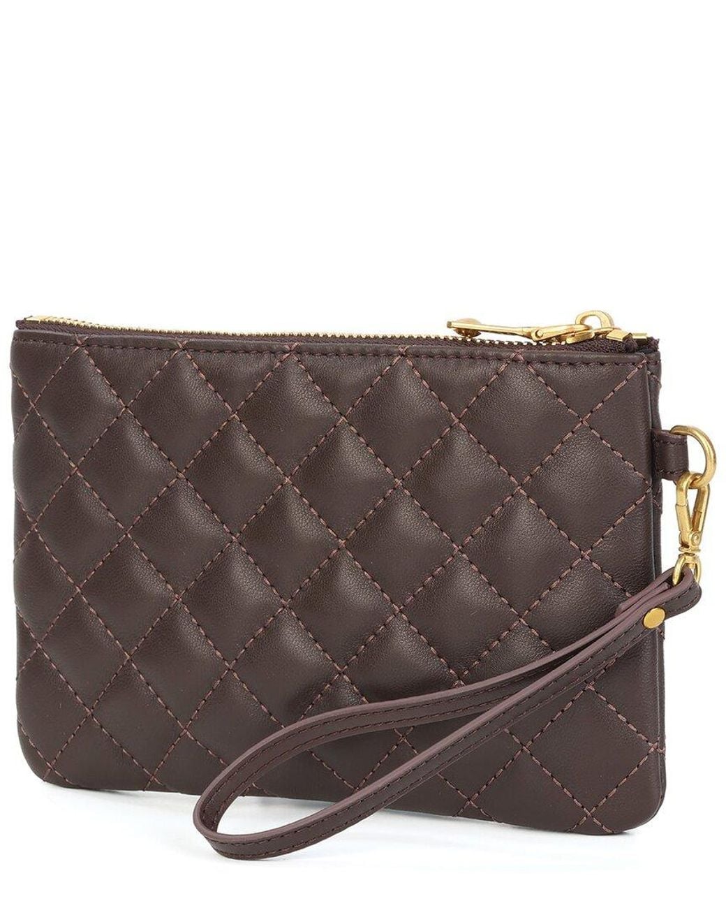 Tiffany & Fred Paris Brown Diamond Quilted Leather Wristlet