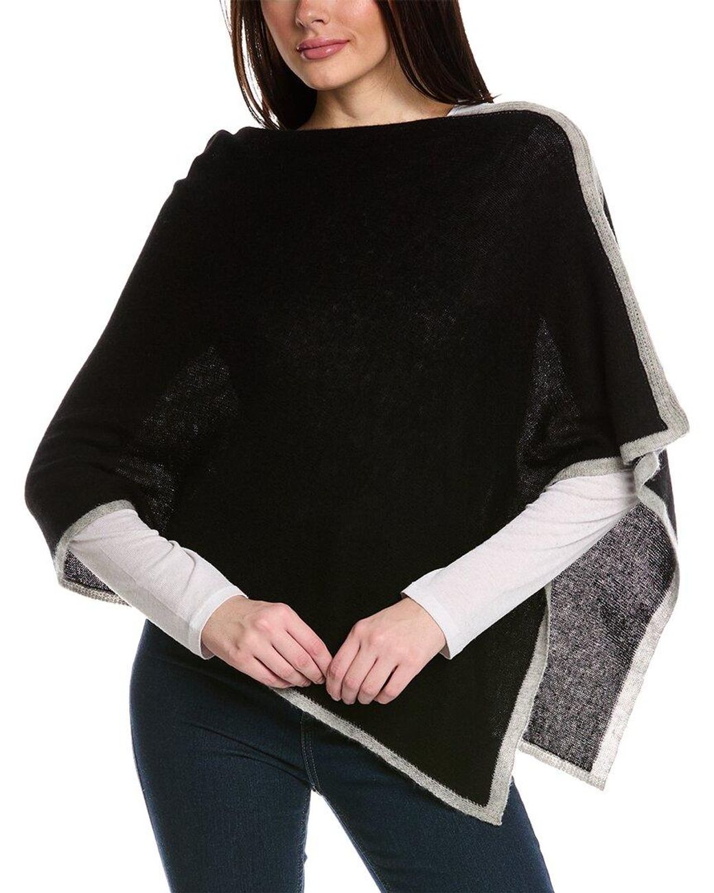Portolano Black Mini Cashmere Poncho