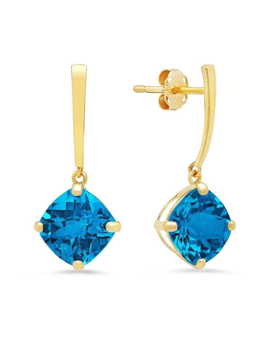 MaxColor 14k 4.20 Ct. Tw. Blue Topaz Drop Earrings