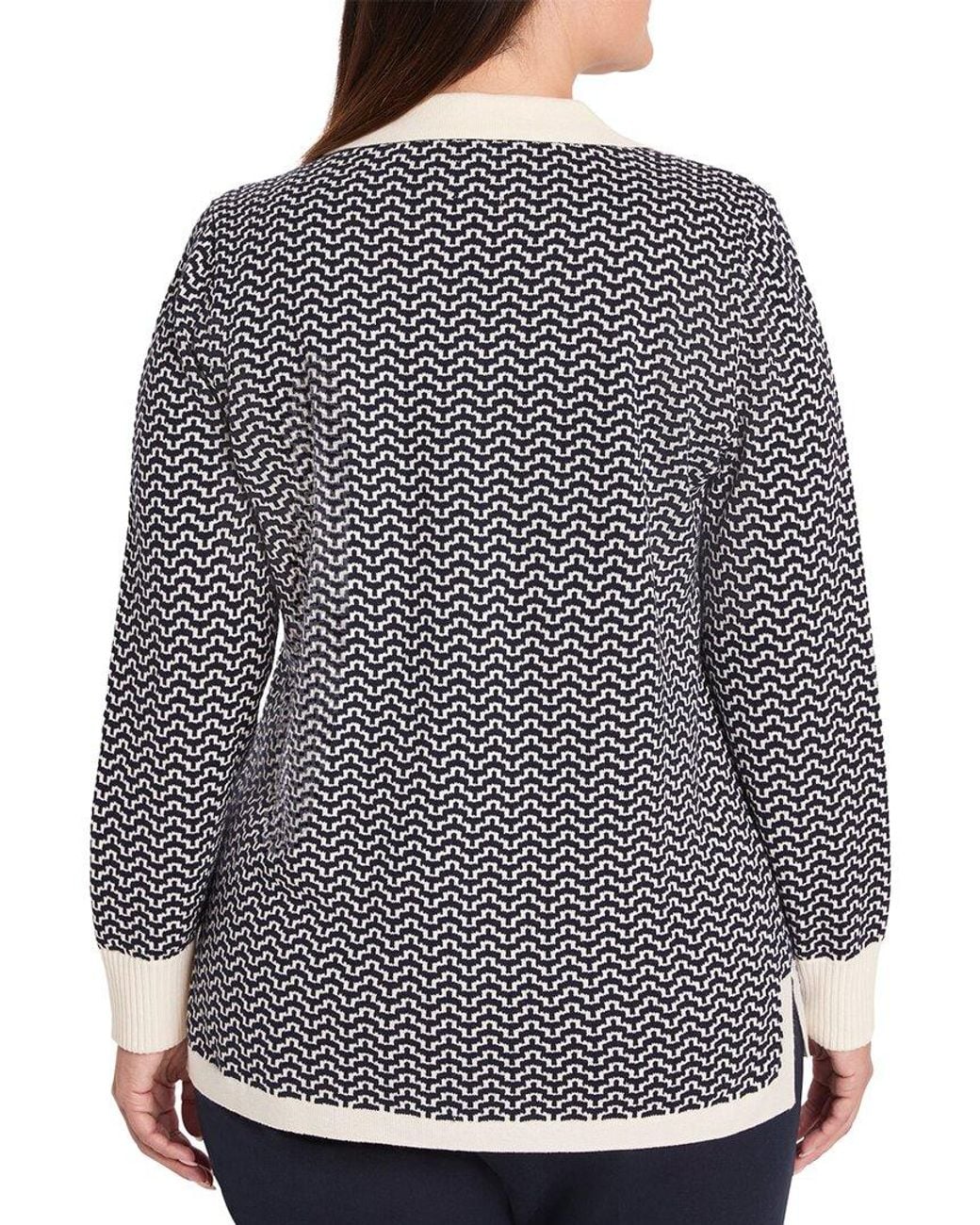 NIC+ZOE Gray Plus Two Tone Jacquard Sweater