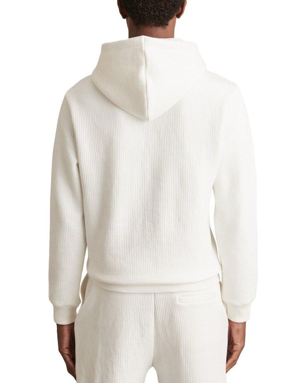 Reiss White Arelo Ribbed Hoodie for men