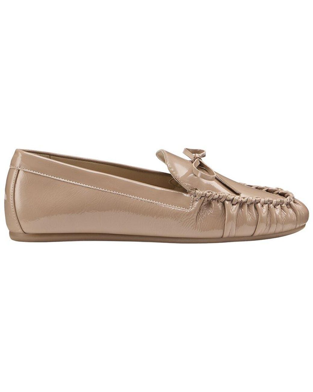 Stuart Weitzman Brown Britt Bow Patent Loafer