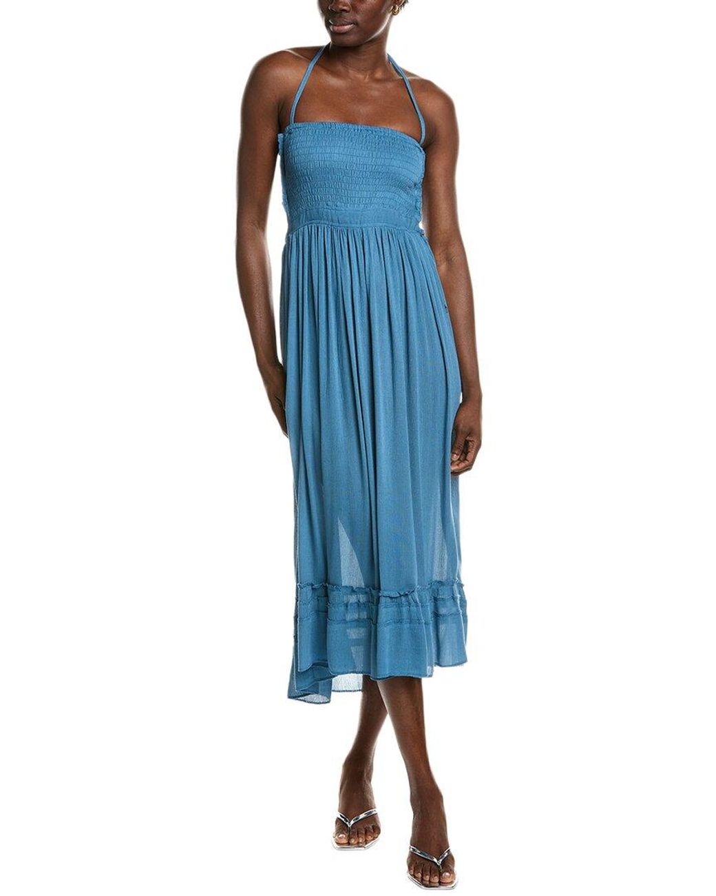 IPPONELLI Blue Smocked Bodice Maxi Dress