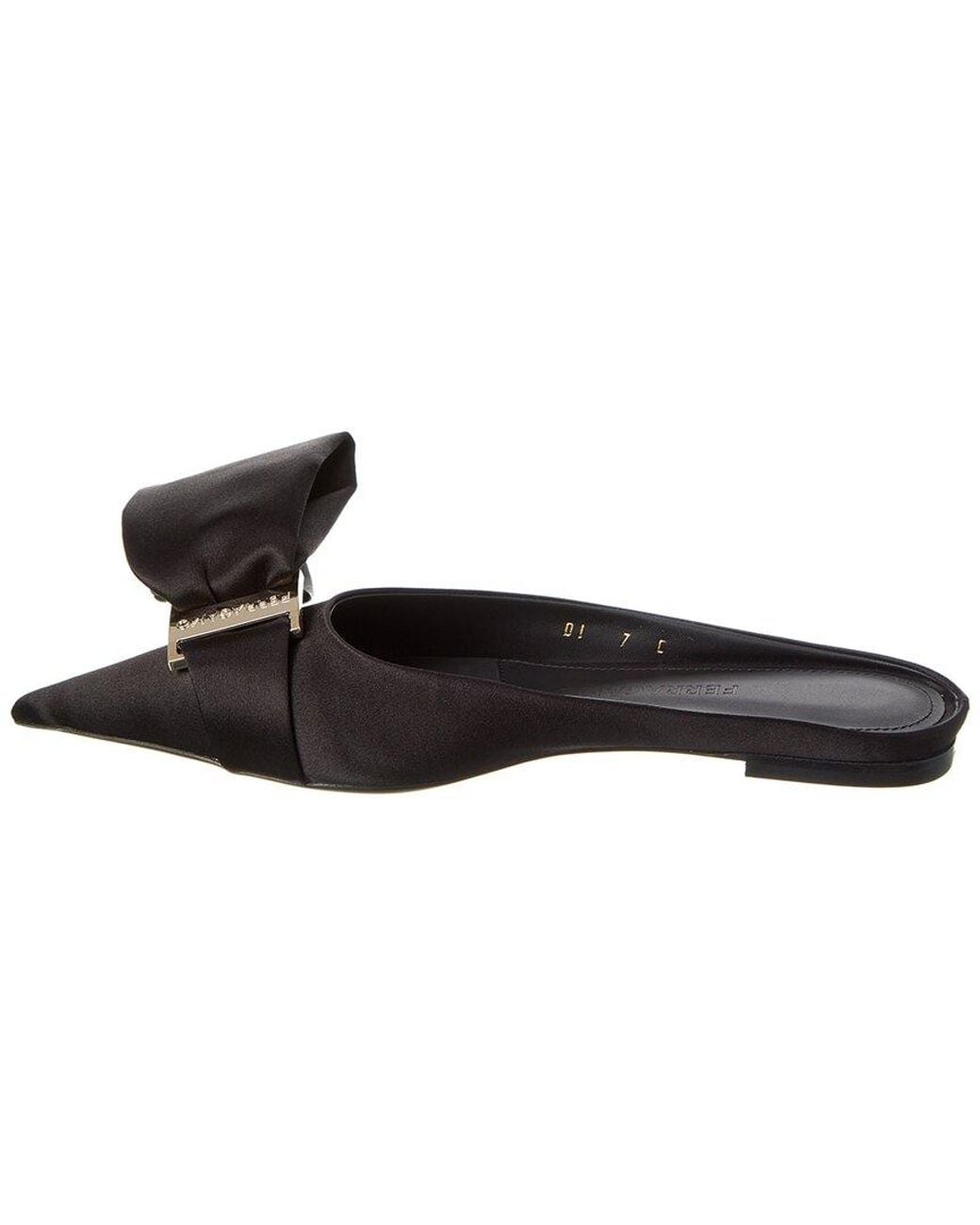 Ferragamo Black Emii T Satin Flat