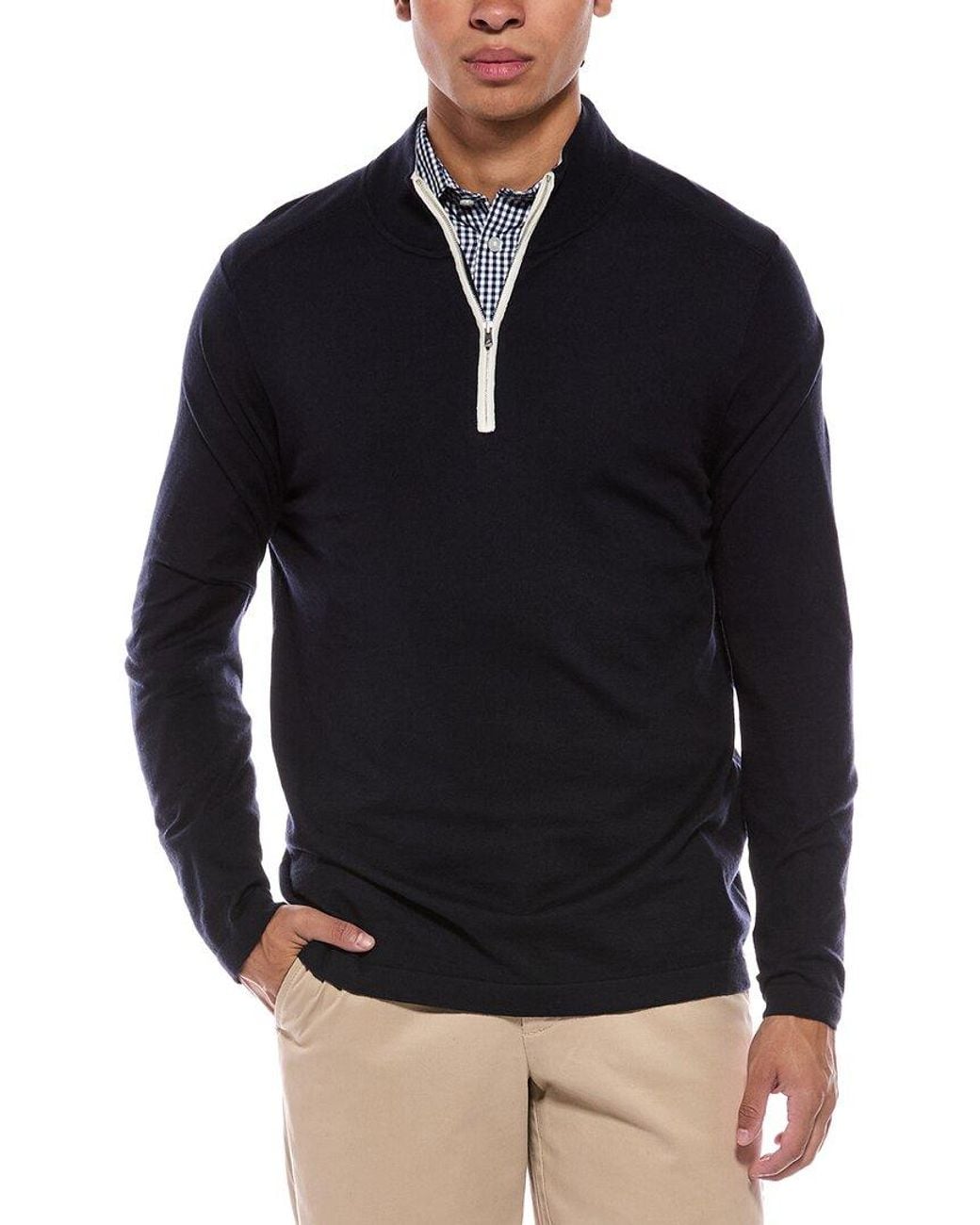 N.Peal Cashmere Blue Salcombe Cashmere-Blend 1/2-Zip Sweater for men
