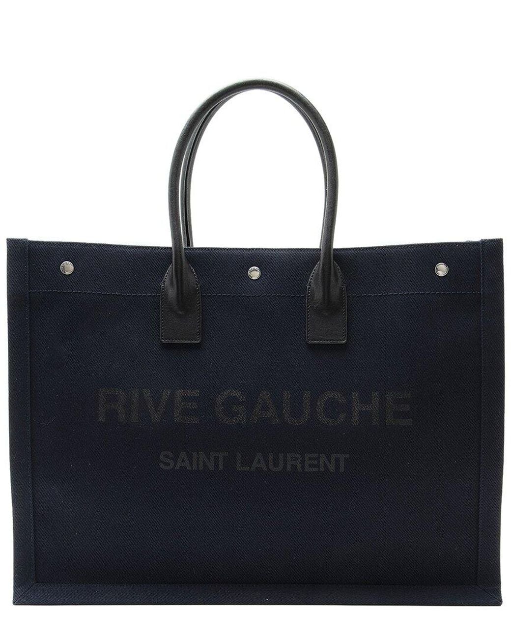Saint Laurent Black Canvas & Leather Rive Gauche Large Tote (authentic Pre- Loved)