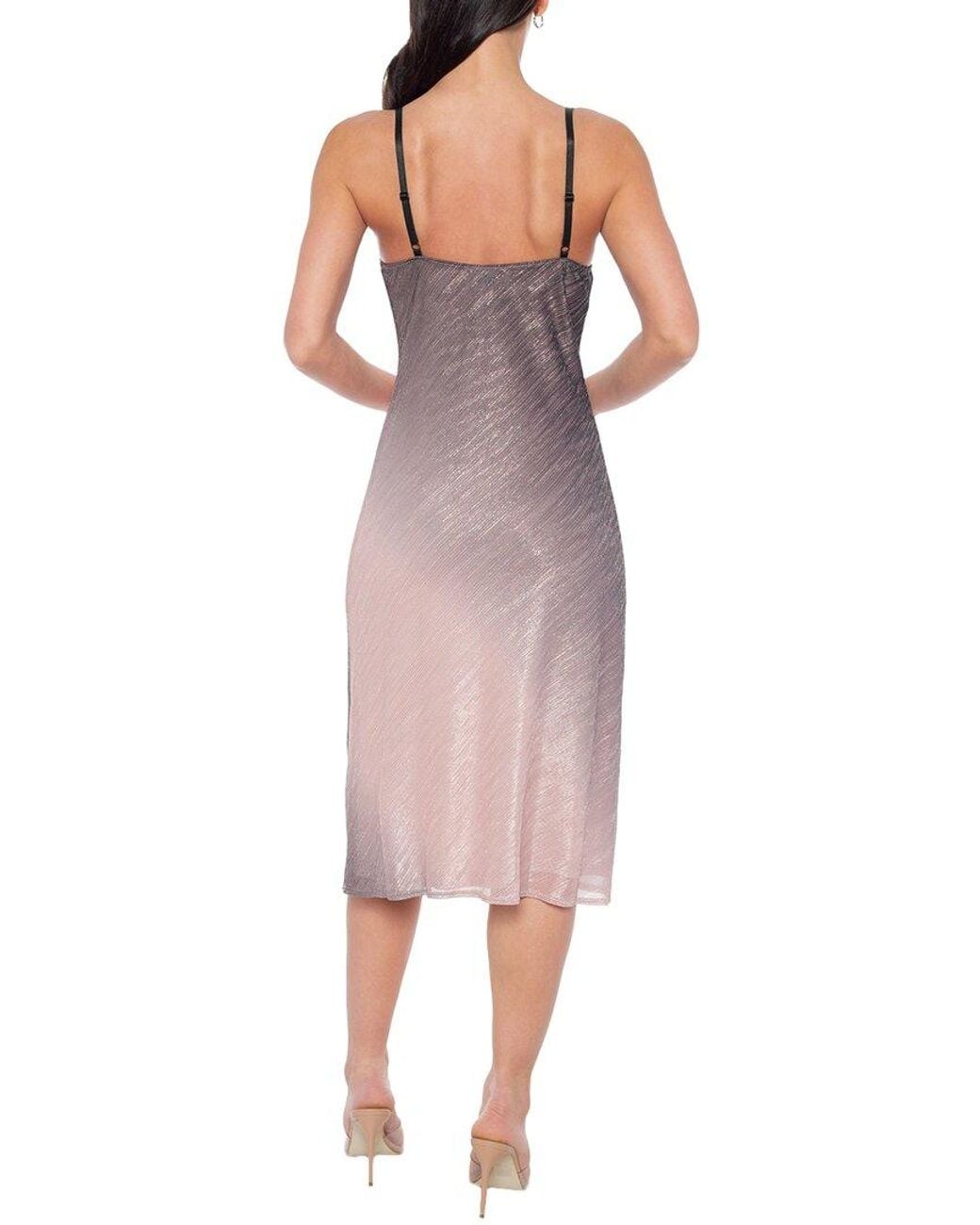 Bebe Pink Ombre Pleat Cowl Midi Dress