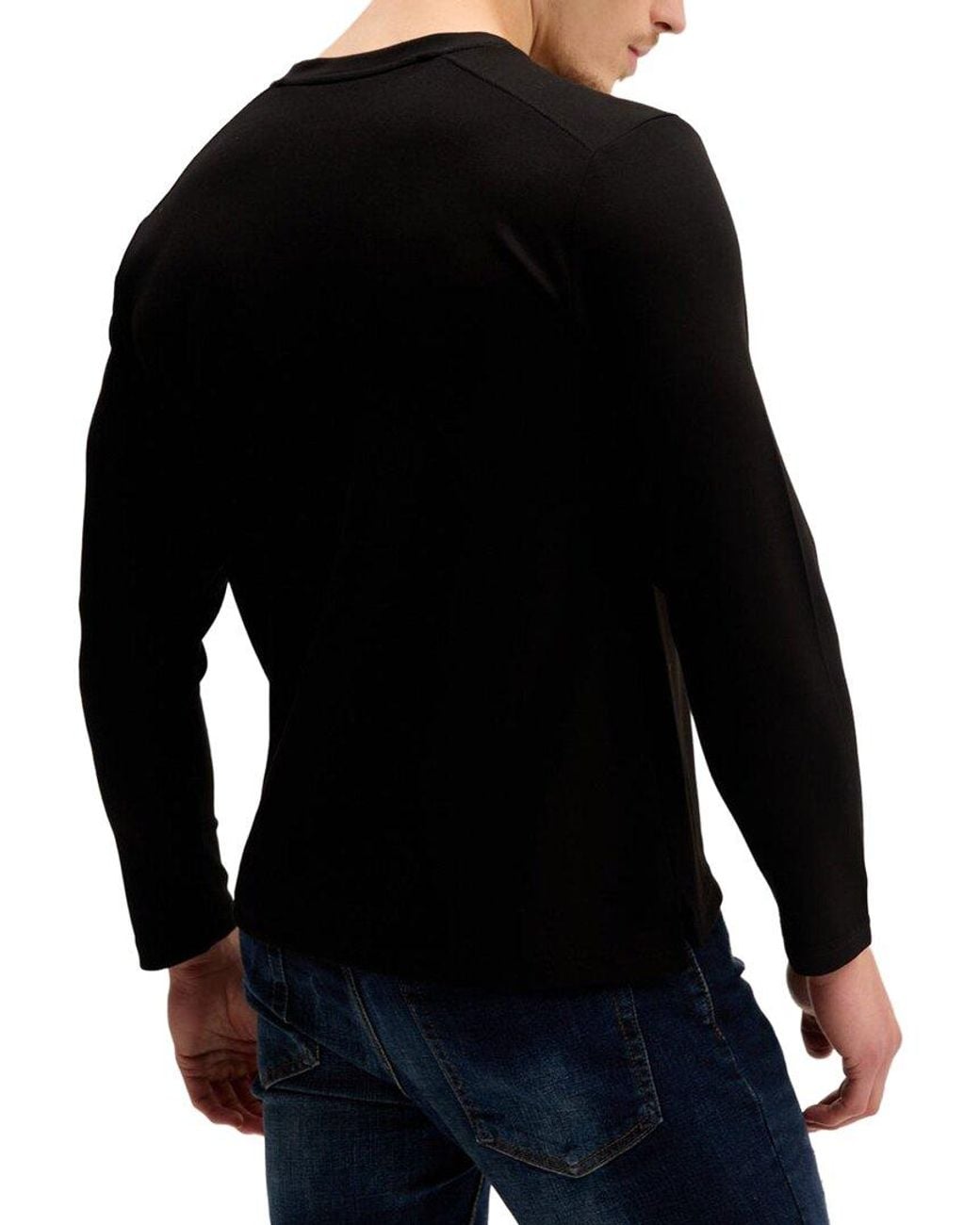 Ron Tomson Black True Classic Long Sleeve Sweater for men