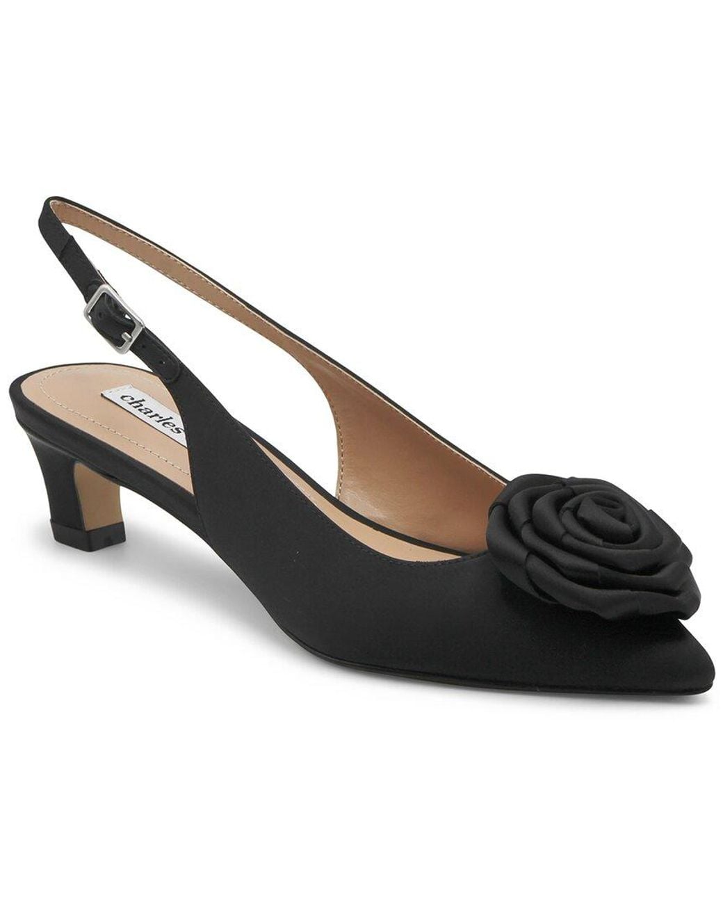 Charles David Black Aleph Satin Dress Shoe