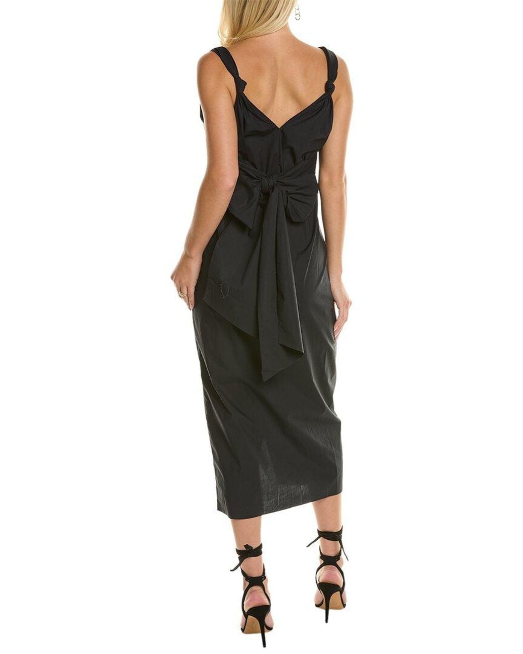 Rebecca Taylor Black Poplin Whisper Rose Midi Dress