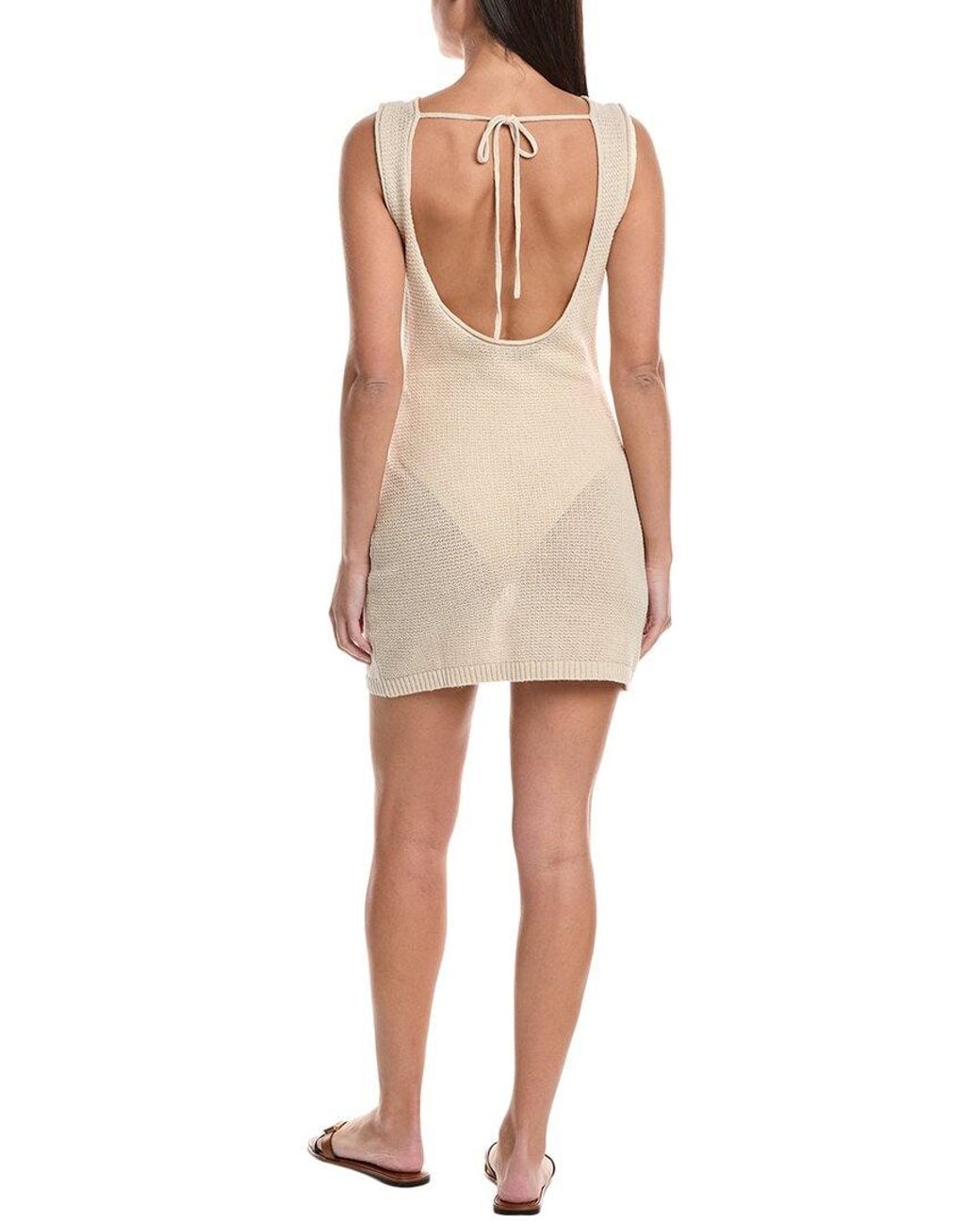 Onia Natural Scoop Back Linen-Blend Mini Dress