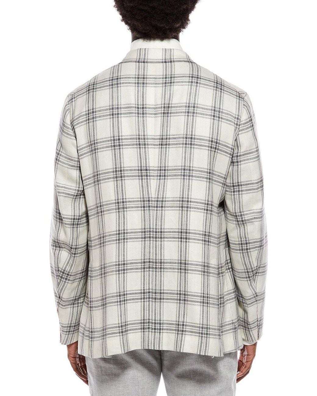 Isaia Gray Wool, Silk, & Linen-Blend Blazer for men