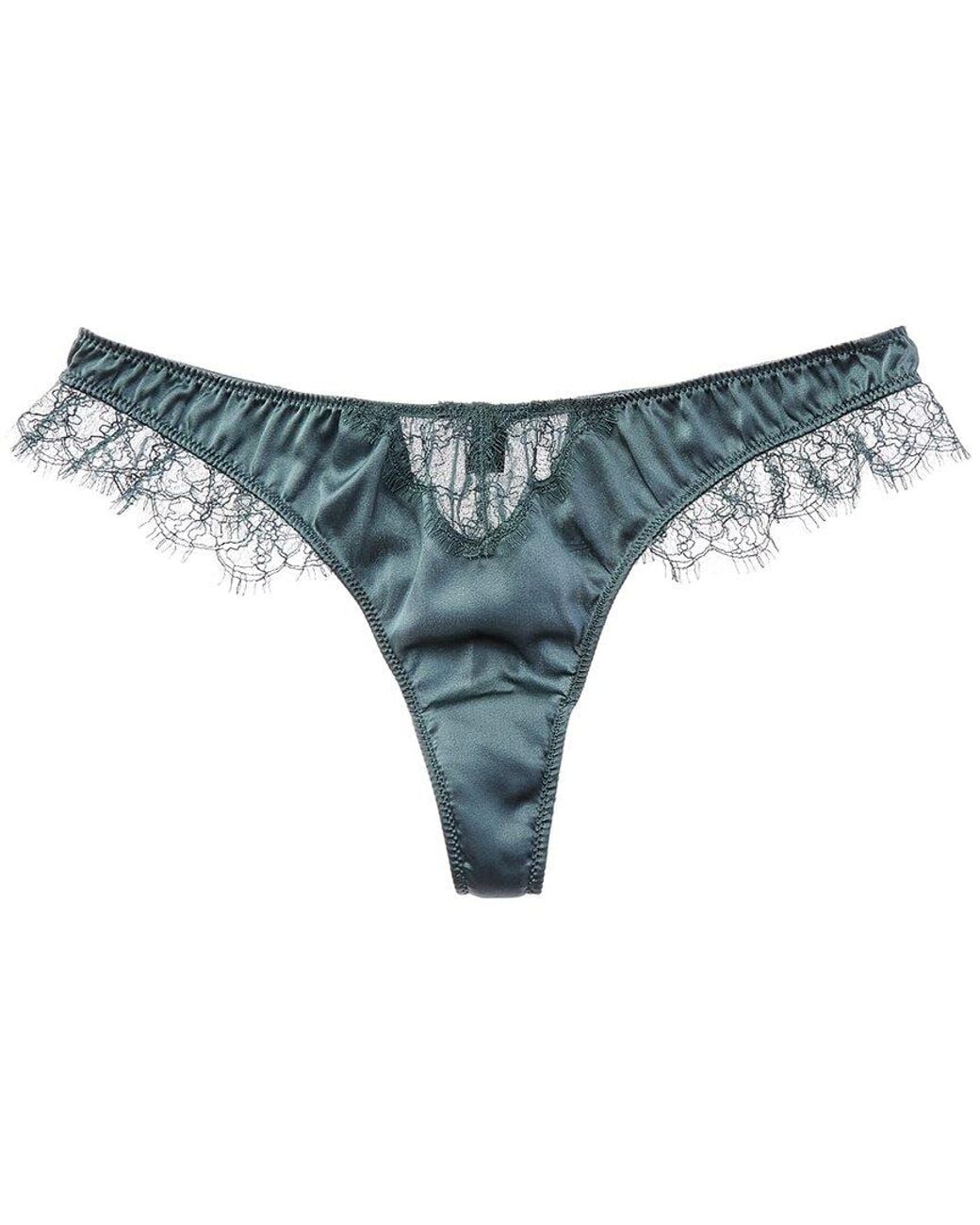 Kiki de Montparnasse Blue Lace Inset Silk-Blend Thong