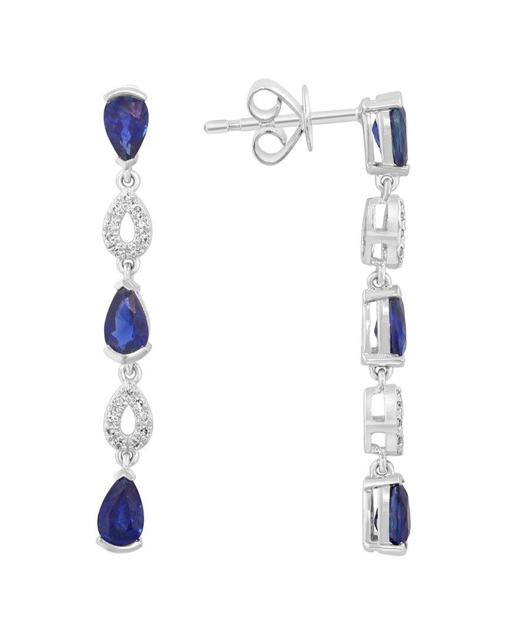 Effy Fine Jewelry White 14K 1.82 Ct. Tw. Diamond & Sapphire Earrings