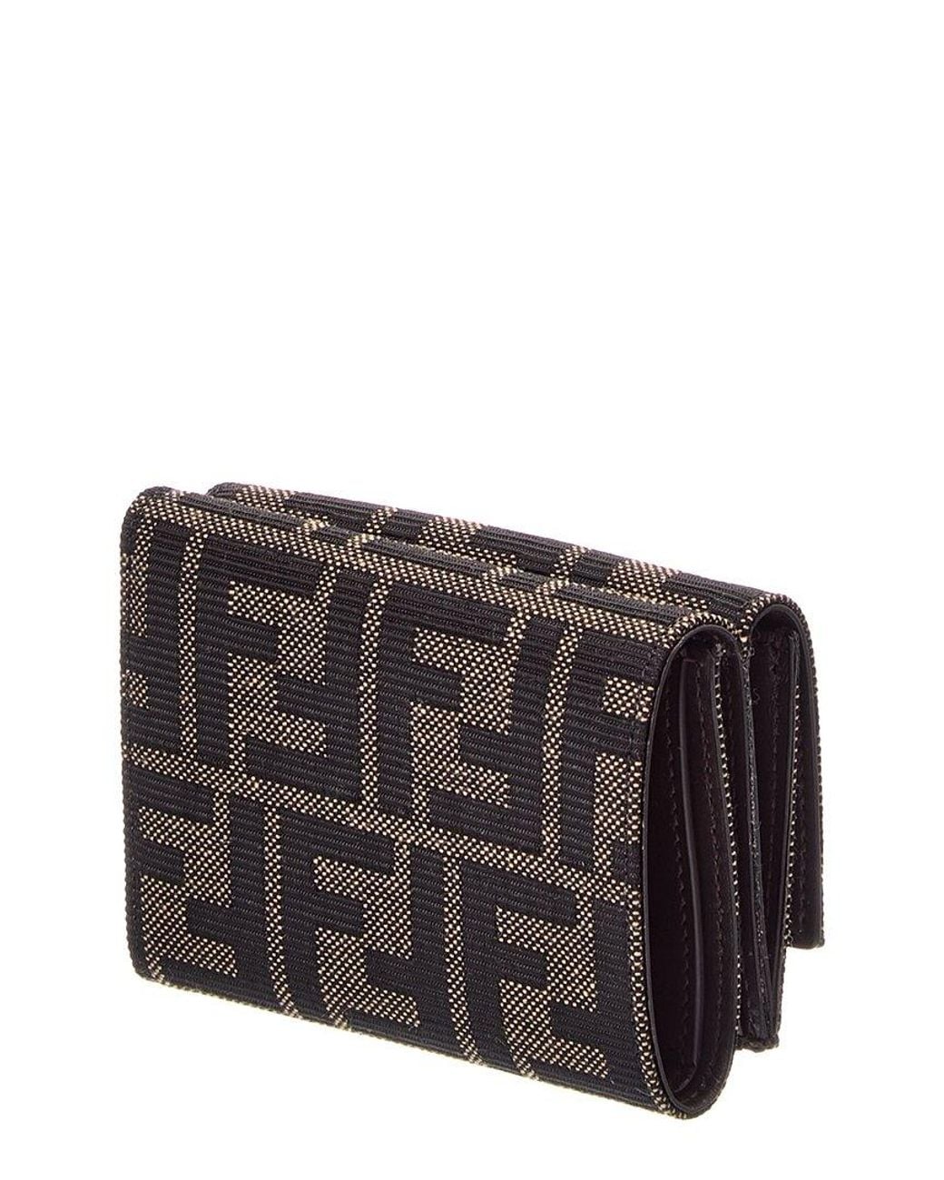 Fendi Gray Mini Tube Ff Zucca Jacquard & Leather Card Case