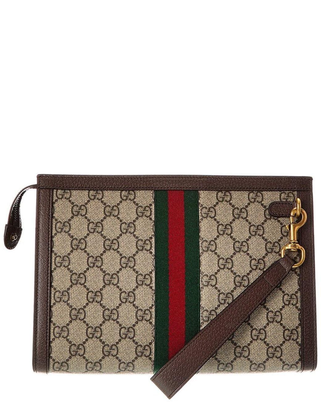 Gucci Gray Ophidia Small Gg Supreme Canvas & Leather Pouch for men