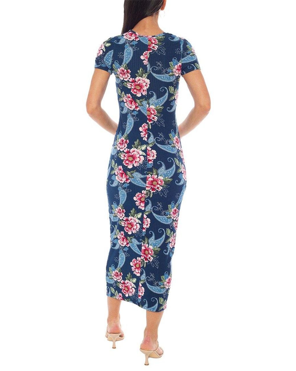 Bebe Blue Ribbed T-Shirt Dress