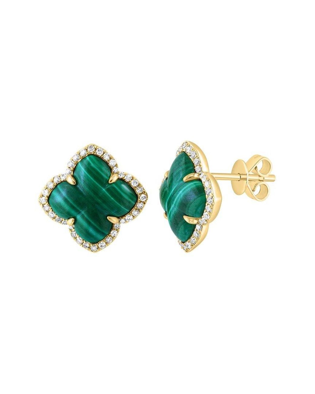 Effy Fine Jewelry Green 14K 5.77 Ct. Tw. Diamond & Malachite Earrings