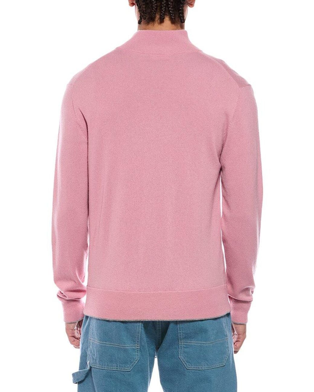 N.Peal Cashmere Red Knightsbridge Full Zip 100% Cashmere Mock Neck Sweater for men