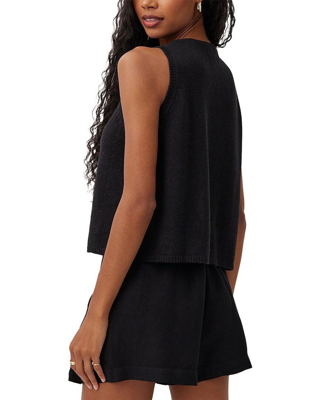 Bella Dahl Black Linen-Blend Tie Front Vest
