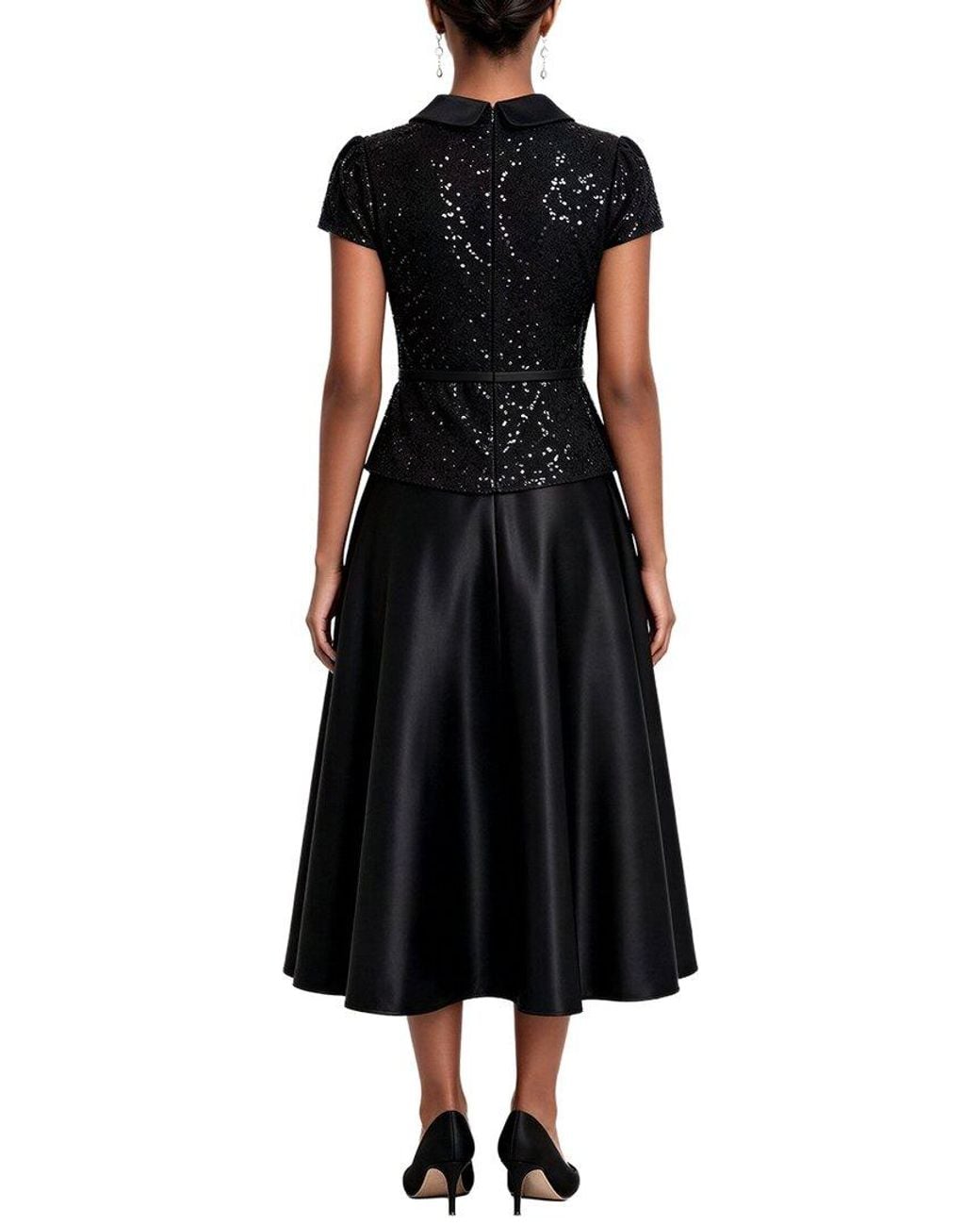 Linda Charm Black Midi Dress