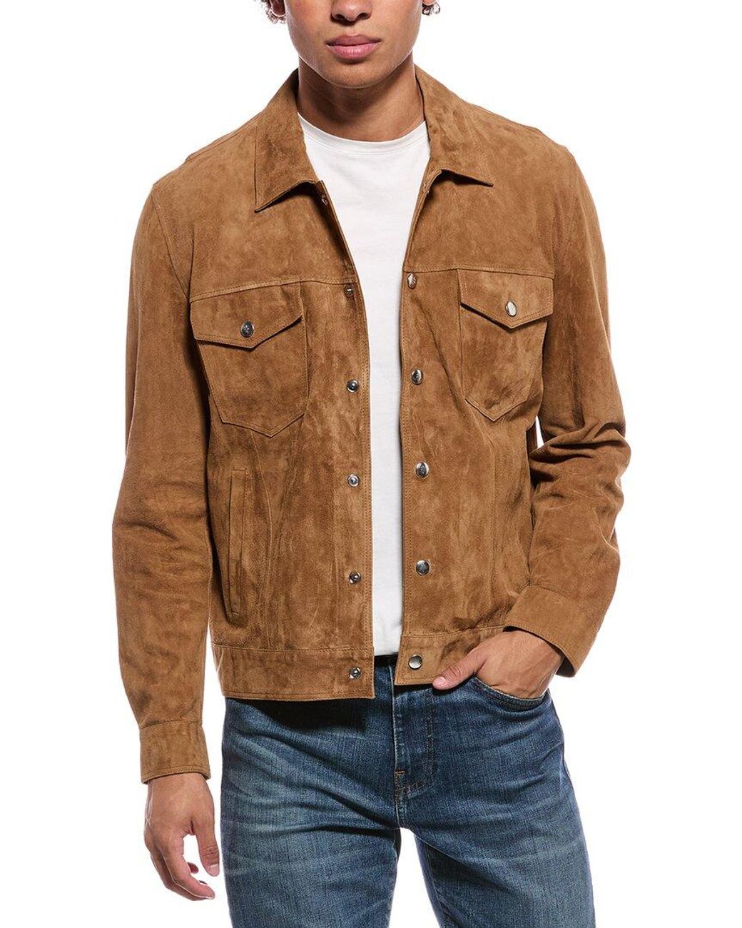 Eleventy Blue Suede Shirt Jacket for men