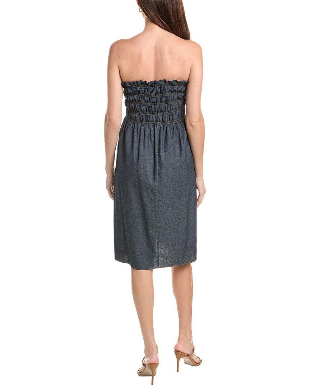 Adam Lippes Blue Capri Sun Dress W/ Crystal Pleat