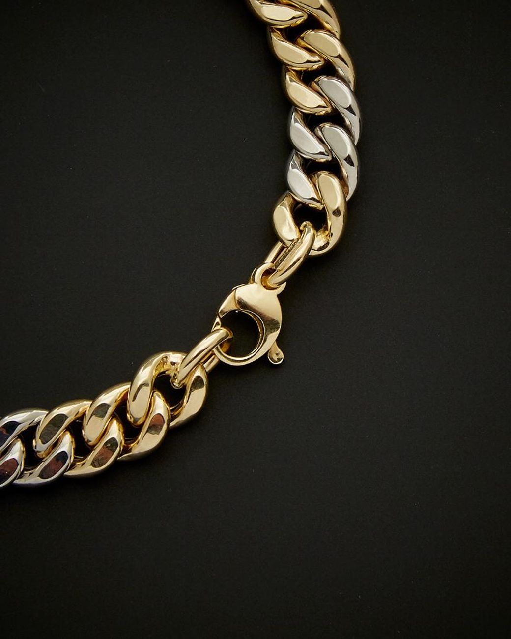 Italian Gold Black 14k Two-tone Semi-solid Curb Link Bracelet
