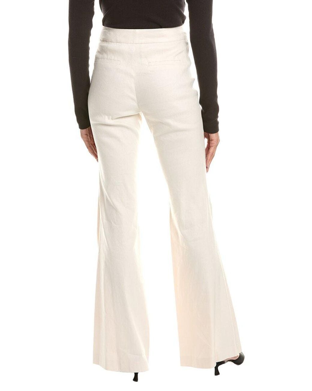 Alice + Olivia White Linden Bootcut Linen-Blend Trouser