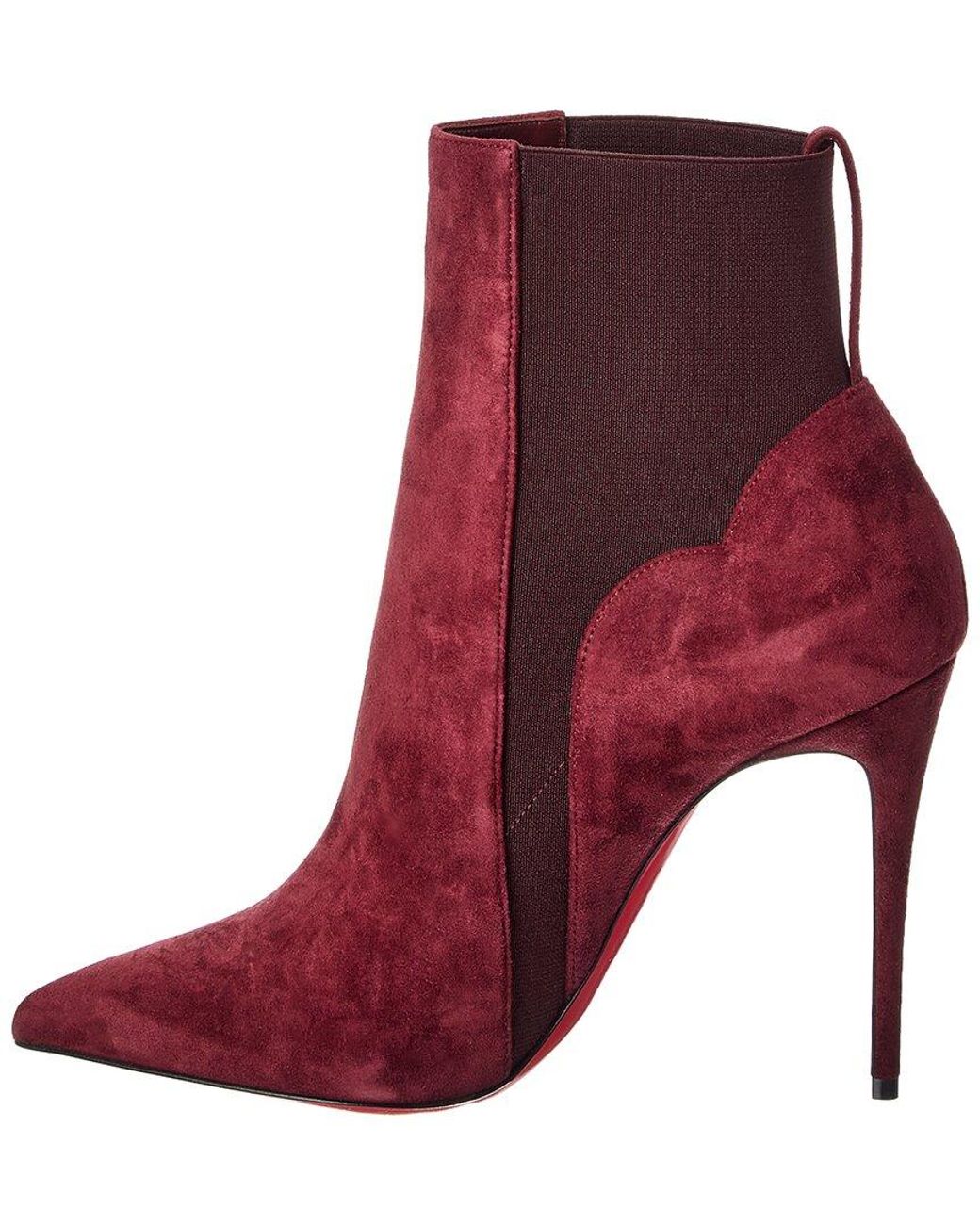 Christian Louboutin Red Chelsea Chick 100 Suede Bootie